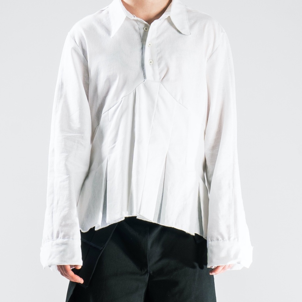 White Pleated Handmade Pullover Top